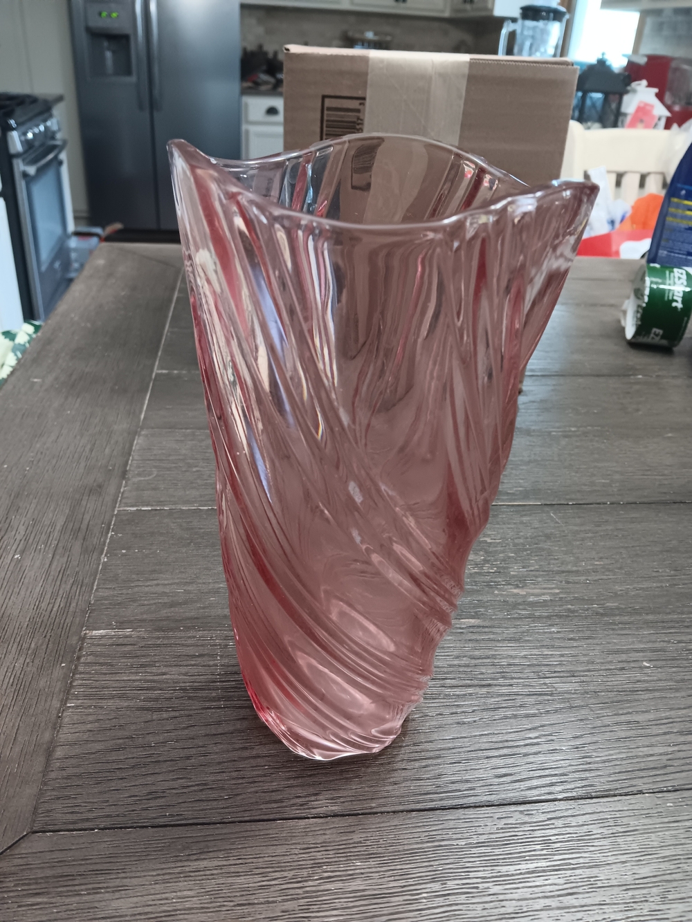 Pink Swirl Art Glass Vase